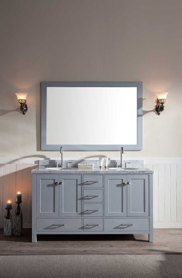 Ariel Cambridge 61" Double Sink Vanity Set in Grey