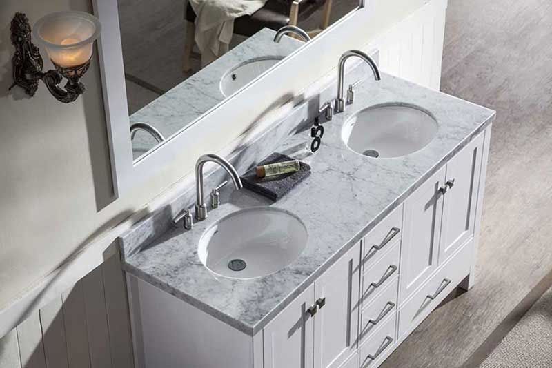 Ariel Cambridge 61" Double Sink Vanity Set in White 3