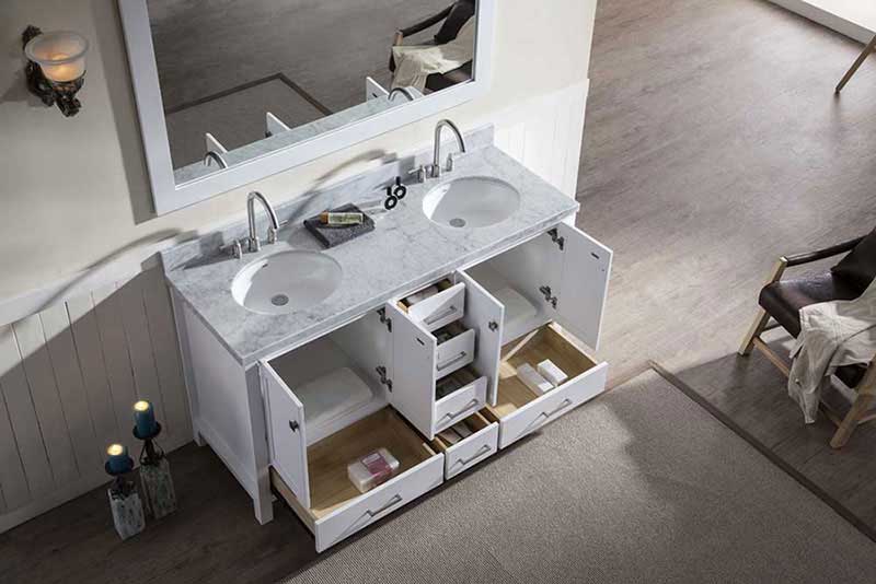 Ariel Cambridge 61" Double Sink Vanity Set in White 4