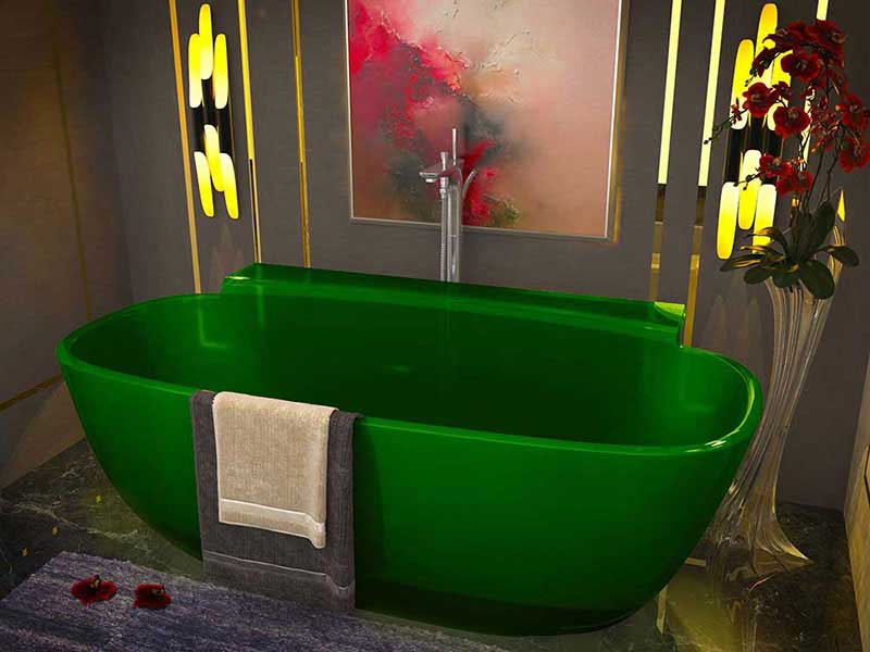 Vida 62 in. One Piece Anzzi Stone Freestanding Bathtub in Translucent Emerald Green  2