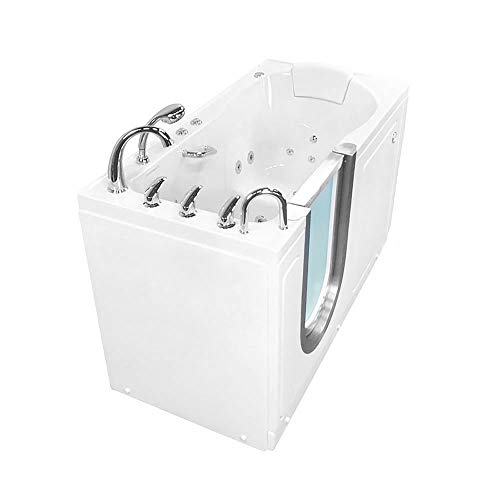 Ella's Bubbles H93057-HB Deluxe Air and Hydro Massage Acrylic Walk-in Tub with Heated Seat, 30"x 55", White