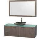 Wyndham Collection Amare 60" Wall-Mounted Single Bathroom Vanity Set with Vessel Sink - Gray Oak WC-R4100-60-GROAK-SGL 2