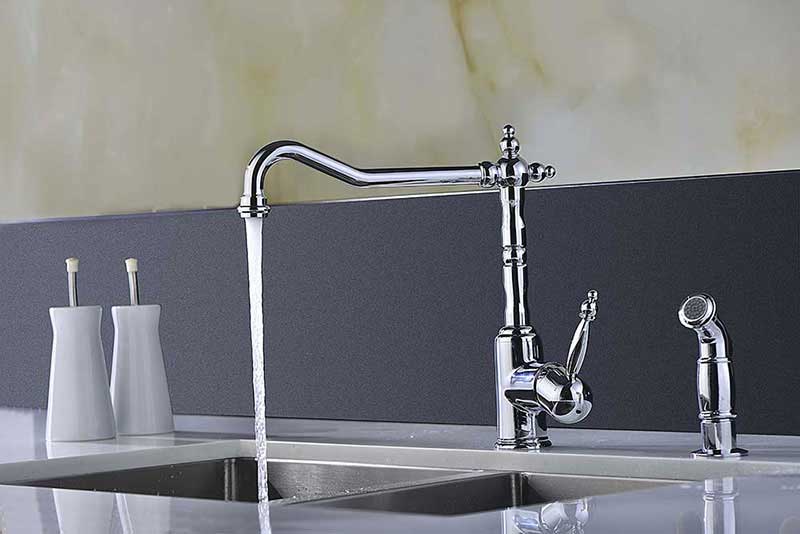 Anzzi Locke Single Handle Kitchen Faucet with Sprayer in Polished Chrome 3