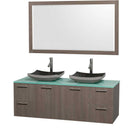 Wyndham Collection Amare 60" Wall-Mounted Double Bathroom Vanity Set with Vessel Sinks - Gray Oak WC-R4100-60-GROAK-DBL 3