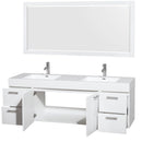 Wyndham Collection Amare 72" Double Bathroom Vanity in Glossy White, Acrylic Resin Countertop, Integrated Sinks, and 70" Mirror WCR410072DGWARINTM70 2