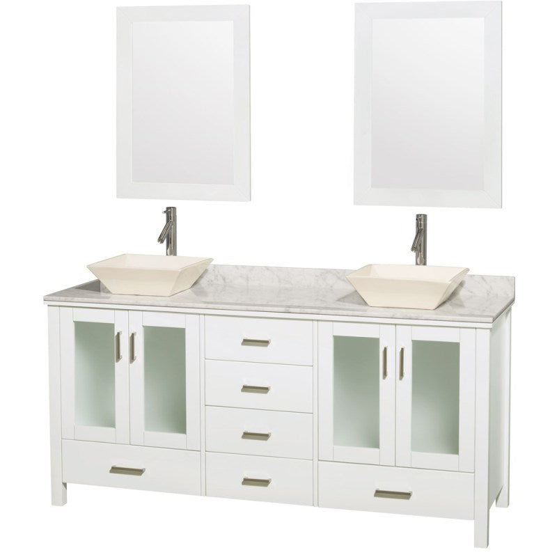 Wyndham Collection Lucy 72" Double Bathroom Vanity Set with Vessel Sinks - White WC-MS015-72-WHT-OVER 6