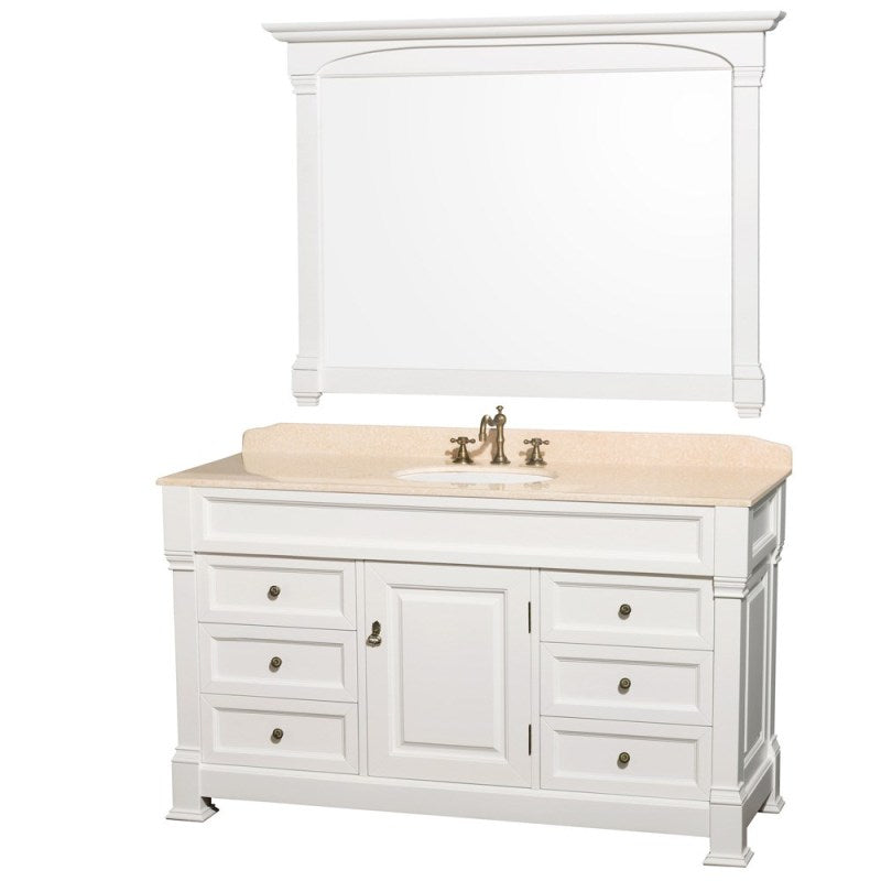 Wyndham Collection Andover 60" Traditional Bathroom Vanity Set - White WC-TS60-WHT 3