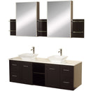 Wyndham Collection Avara 60" Wall-Mounted Double Bathroom Vanity Set - Espresso WC-WHE007-SH-60-ESP 2