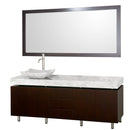 Wyndham Collection Malibu 72" Single Bathroom Vanity Set - Espresso Finish with White Carrera Marble Counter WC-CG3000-72-ESP-WHTCAR-SINGLE 3