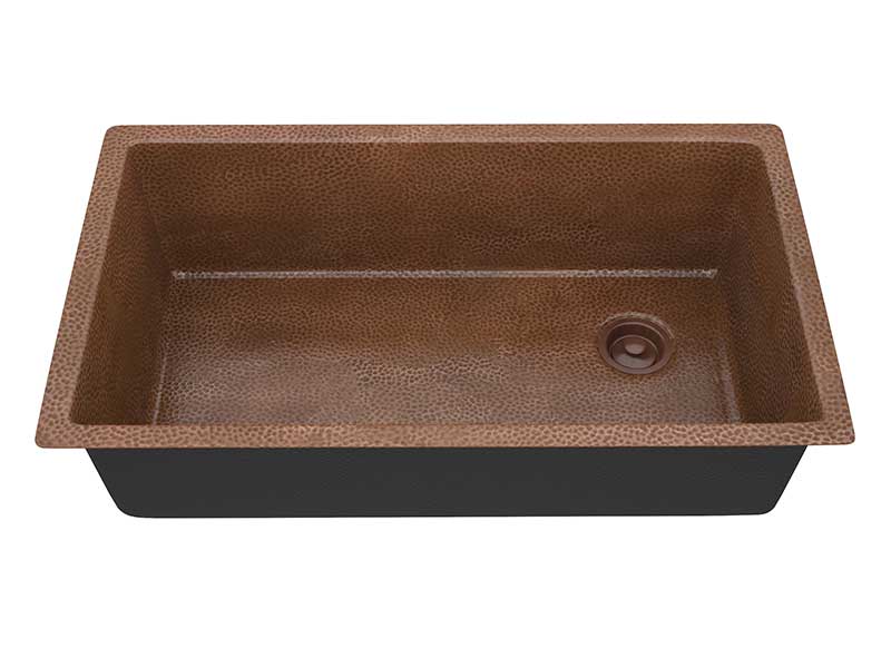 Anzzi Strait Drop-in Handmade Copper 31 in. 0-Hole Single Bowl Kitchen Sink in Hammered Antique Copper K-AZ263