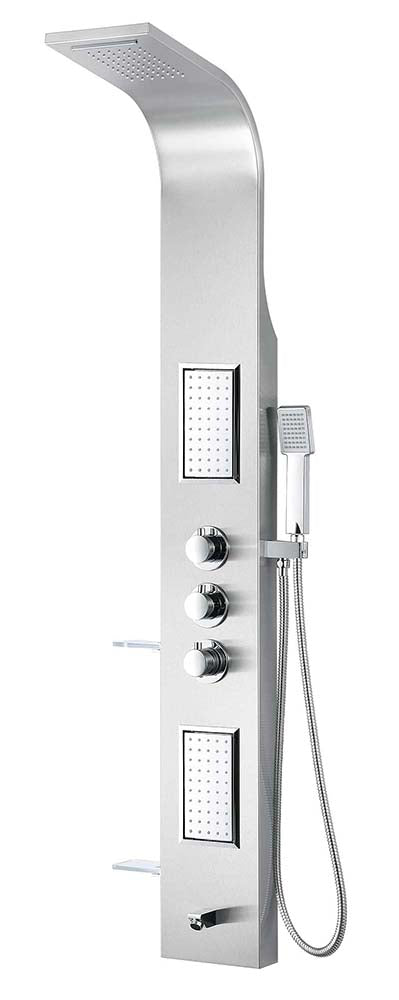 Anzzi Mesmer 58 in. Full Body Shower Panel with Heavy Rain Shower and Spray Wand in Brushed Steel SP-AZ8094