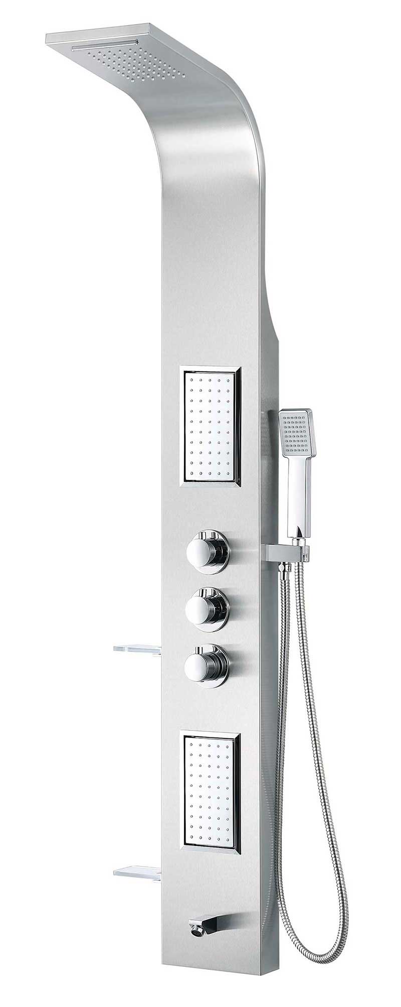 Anzzi FIELD Series 58 in. Full Body Shower Panel System with Heavy Rain Shower and Spray Wand in Brushed Steel