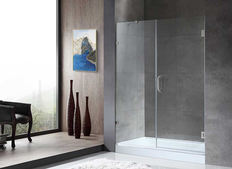 Anzzi Makata Series 60 in. by 72 in. Frameless Hinged Alcove Shower Door in Brushed Nickel with Handle SD-AZ8073-01BN 2