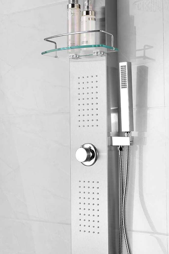 Anzzi Coastal 44 in. Full Body Shower Panel with Heavy Rain Shower and Spray Wand in Brushed Steel SP-AZ075 5