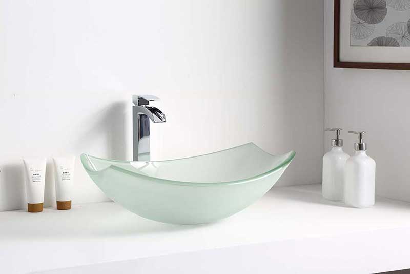 Anzzi Pendant Series Deco-Glass Vessel Sink in Lustrous Frosted Finish 3