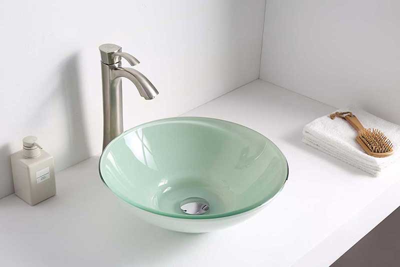 Anzzi Sonata Series Deco-Glass Vessel Sink in Lustrous Light Green Finish 7
