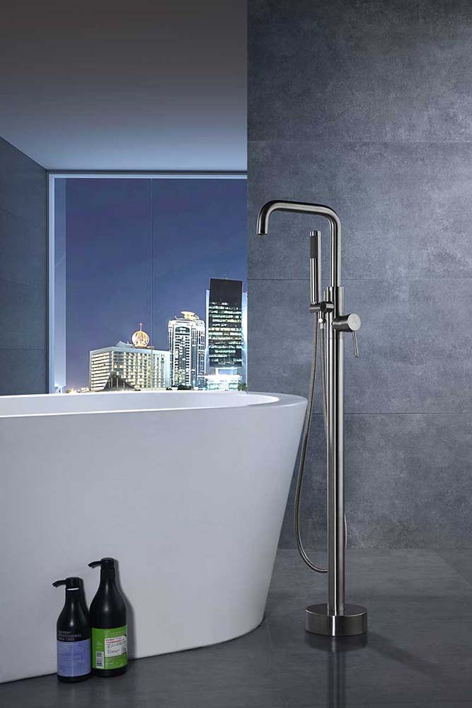Anzzi Moray Series 2-Handle Freestanding Tub Faucet with Hand Shower in Brushed Nickel FS-AZ0048BN 2