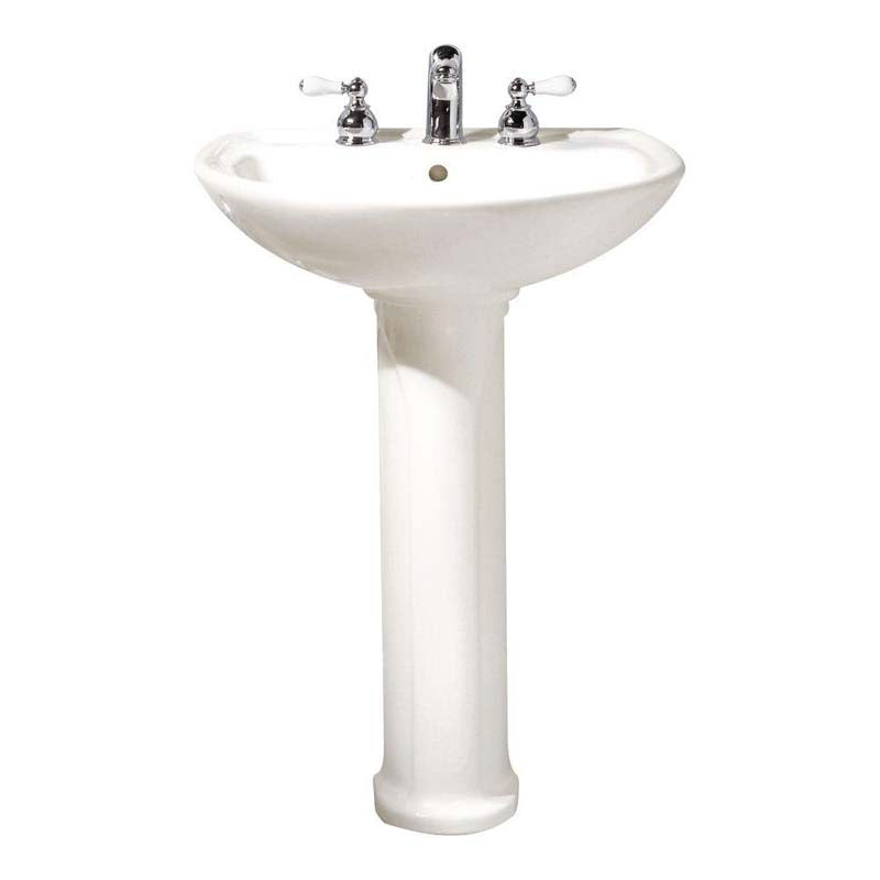 American Standard 0236.811.020 Cadet Pedestal Combo Bathroom Sink with Faucet Centers in White