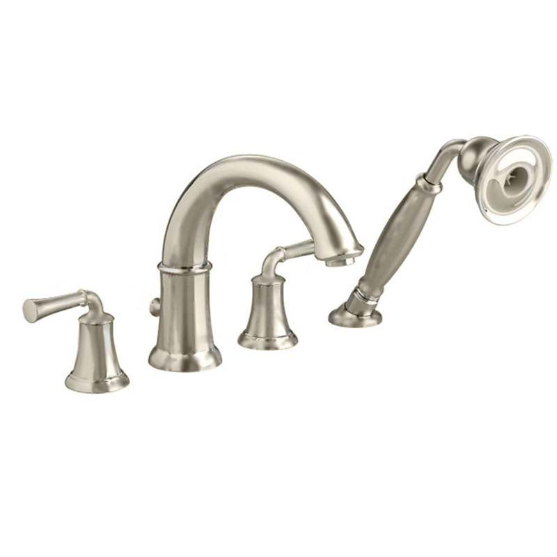 American Standard 7420.901.295 Portsmouth Deck-Mount Tub Filler with Personal Shower, Lever Handles in Satin Nickel