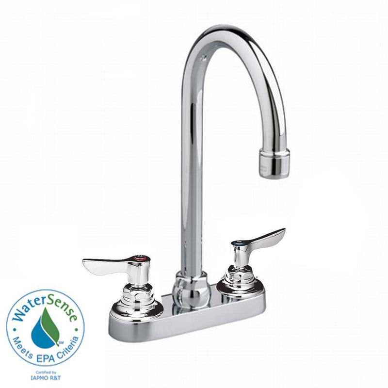 American Standard 7500.140.002 Monterrey 2-Handle Bar Faucet in Chrome with 5 Gooseneck Spout and Less Drain