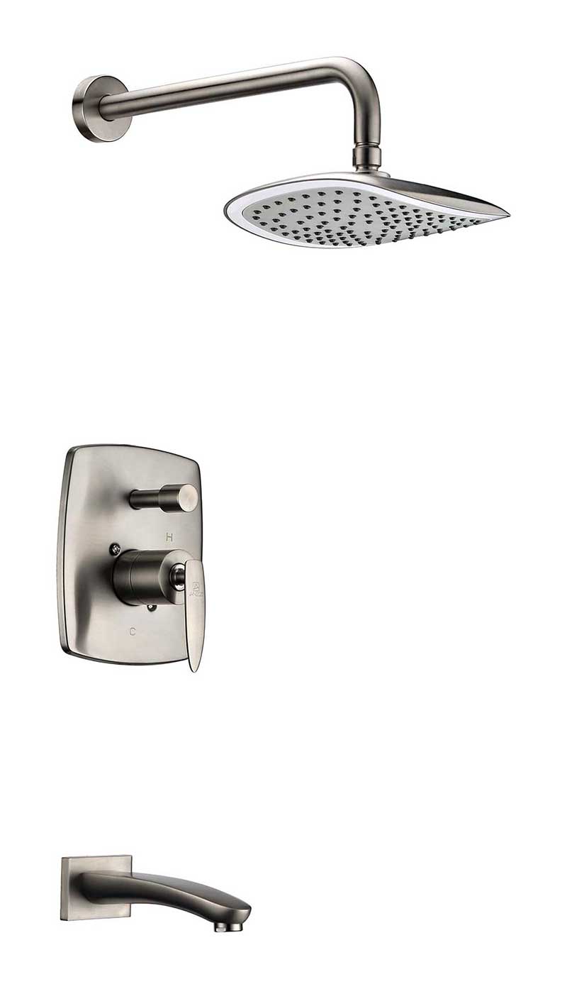 Anzzi Tempo Series Single Handle Wall Mounted Showerhead and Bath Faucet Set in Brushed Nickel