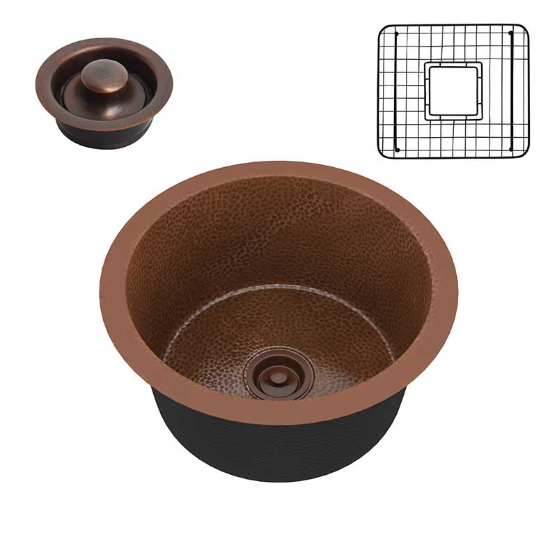Anzzi Thrace Drop-in Handmade Copper 17 in. 0-Hole Single Bowl Kitchen Sink in Hammered Antique Copper SK-003