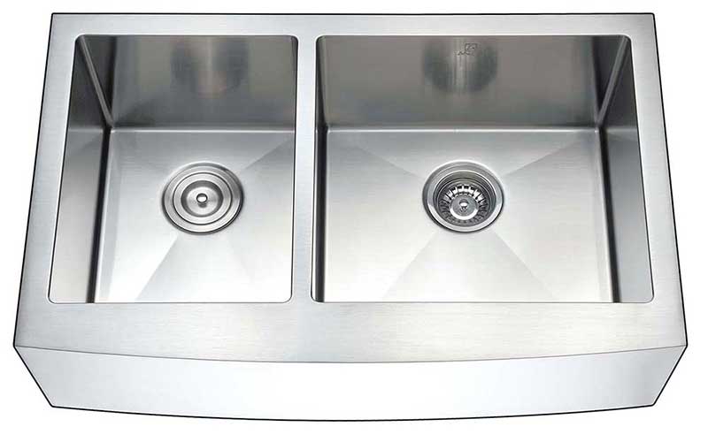 Anzzi ELYSIAN Series 36 in. Farm House 40/60 Dual Basin Handmade Stainless Steel Kitchen Sink 12