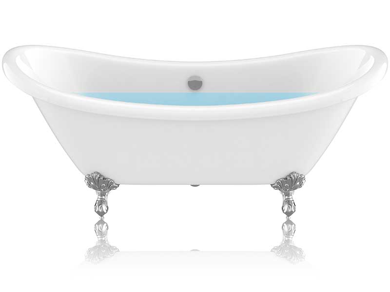 Anzzi 69.29” Belissima Double Slipper Acrylic Claw Foot Tub in White FT-CF130FAFT-CH