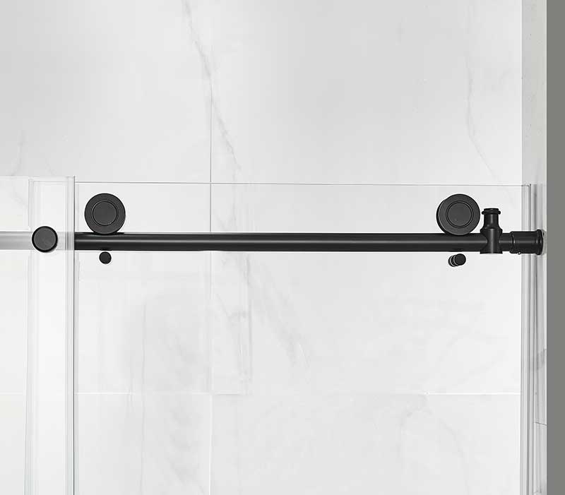 Anzzi Madam Series 60 in. by 76 in. Frameless Sliding Shower Door in Matte Black with Handle SD-AZ13-02MB 5