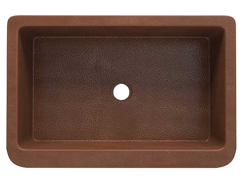 Anzzi Miletus Farmhouse Handmade Copper 33 in. 0-Hole Single Bowl Kitchen Sink in Hammered Antique Copper SK-013 6