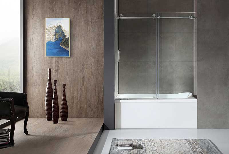 Anzzi Raymore Series 60 in. x 62 in. Frameless Sliding Tub Door in Polished Chrome SD-AZ8080-01CH 4