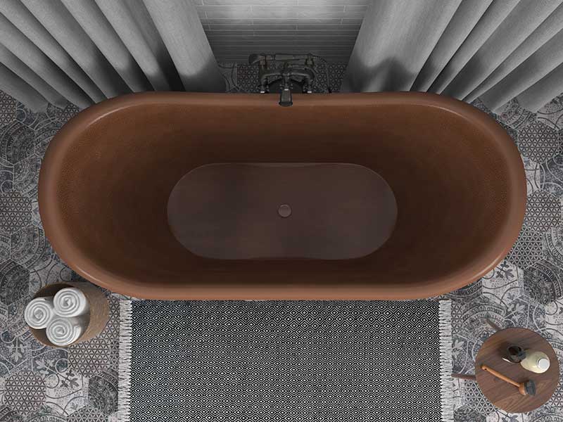 Anzzi Nero 70 in. Handmade Copper Double Slipper Flatbottom Non-Whirlpool Bathtub in Hammered Antique Copper BT-007 4