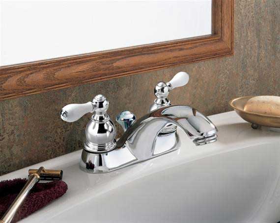 American Standard Hampton Centerset Bathroom Faucet with Double Porcelain Lever Handles