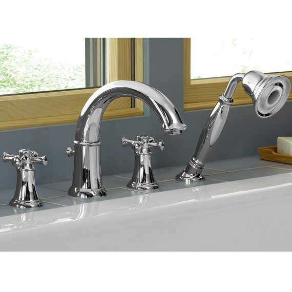 American Standard Portsmouth Tub Filler with Cross Handle and Personal Shower