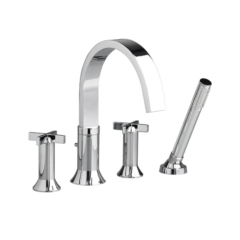 American Standard Berwick Tub Filler with Cross Handles and Personal Shower