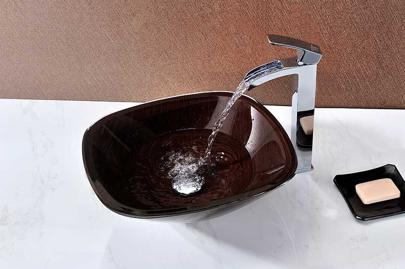 Anzzi Vonu Series Deco-Glass Vessel Sink in Rich Timber LS-AZ8114 8