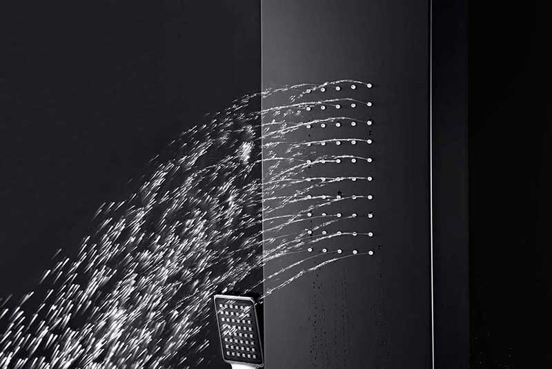 Anzzi LEVEL Series 66 in. Full Body Shower Panel System with Heavy Rain Shower and Spray Wand in Black 9