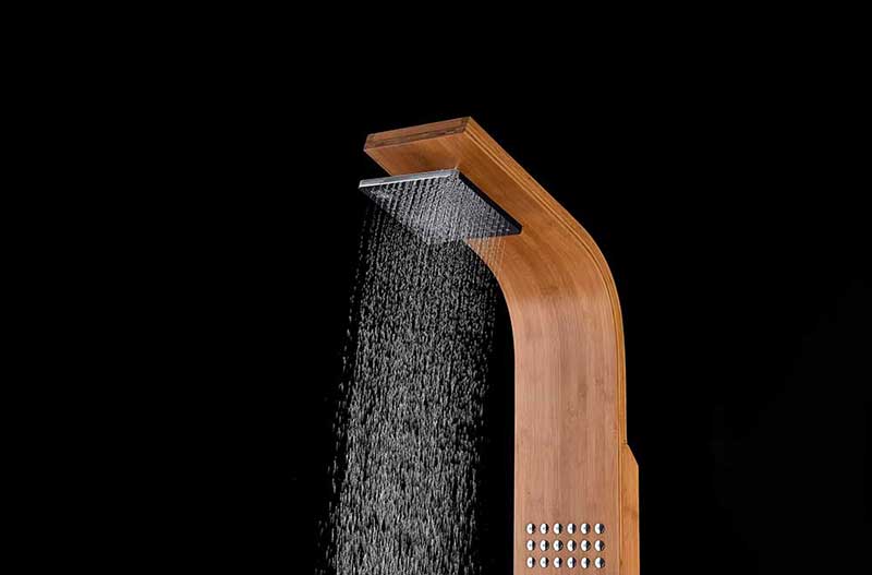 Anzzi CRANE Series 60 in. Full Body Shower Panel System with Heavy Rain Shower and Spray Wand in Natural Bamboo 5