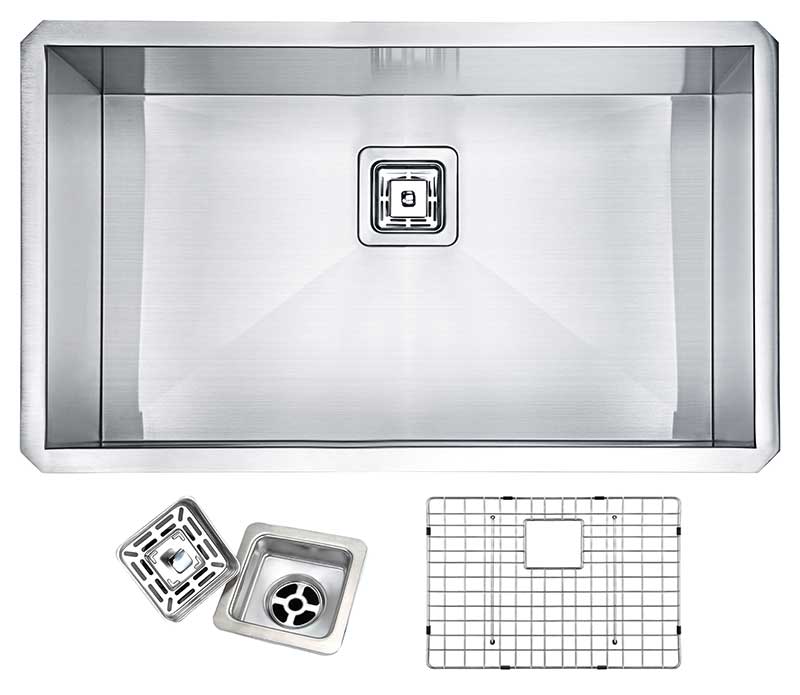 Anzzi Vanguard Undermount Stainless Steel 30 in. 0-Hole Single Bowl Kitchen Sink in Brushed Satin K-AZ3018-1AS