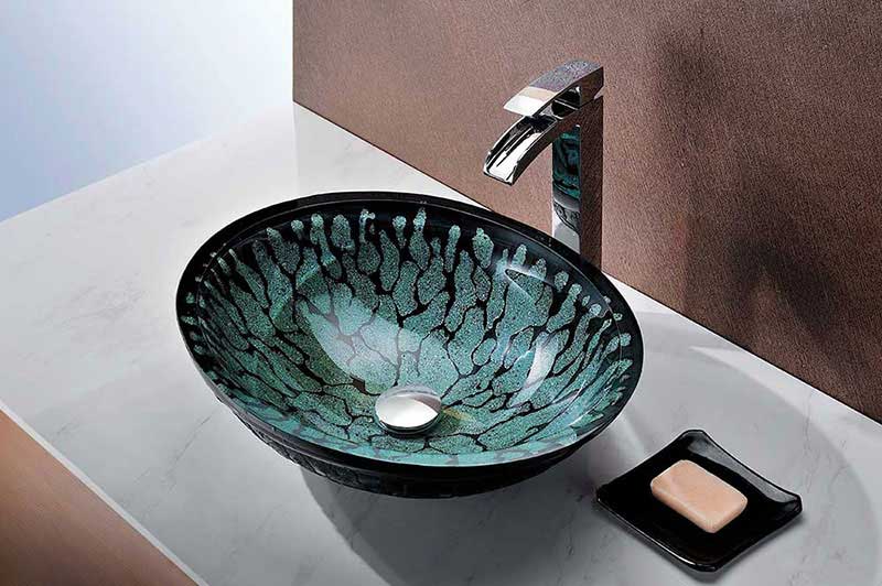 Anzzi Bravo Series Deco-Glass Vessel Sink in Lustrous Black 5