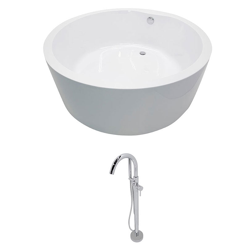 Anzzi Rotunda 4.9 ft. Acrylic Freestanding Non-Whirlpool Bathtub in White and Kros Series Faucet in Chrome