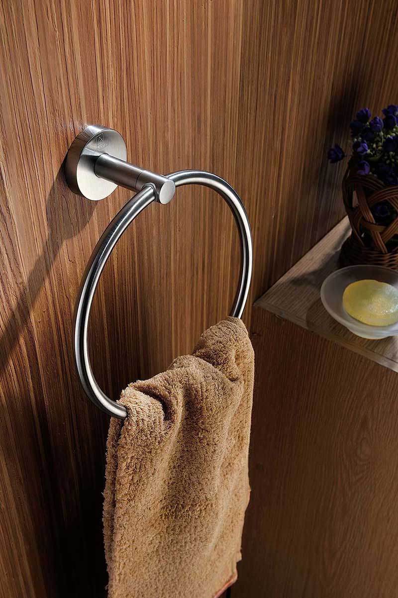 Anzzi Caster Series Towel Ring in Brushed Nickel 2