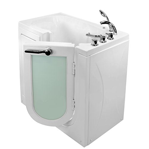 Ella's Bubbles OA2645M-R Mobile Microbubble Acrylic Walk-In Bathtub with Right Outward Swing Door, Thermostatic Faucet, 2" Dual Drain White