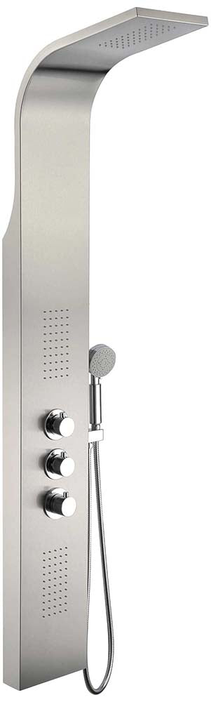 Anzzi Arc 64 in. 2-Jetted Shower Panel with Heavy Rain Shower and Spray Wand in Brushed Stainless Steel SP-AZ024