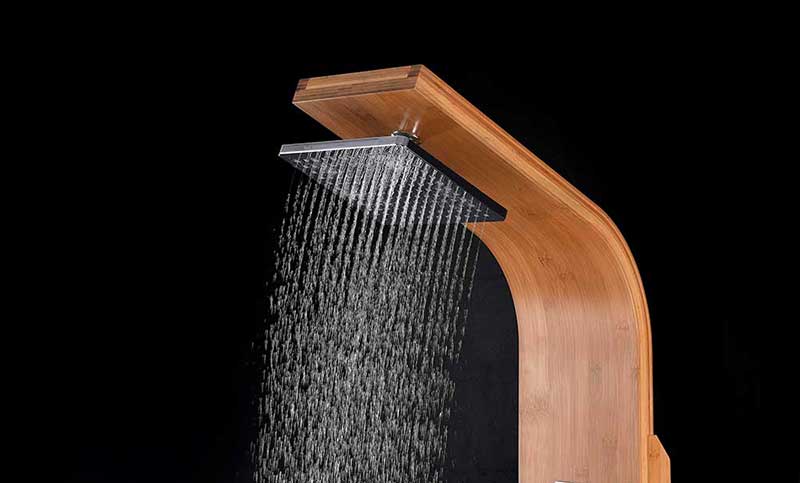 Anzzi CRANE Series 60 in. Full Body Shower Panel System with Heavy Rain Shower and Spray Wand in Natural Bamboo 7