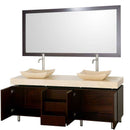 Wyndham Collection Malibu 72" Double Bathroom Vanity Set - Espresso Finish with Ivory Marble Counter WC-CG3000-72-ESP-IVO 5