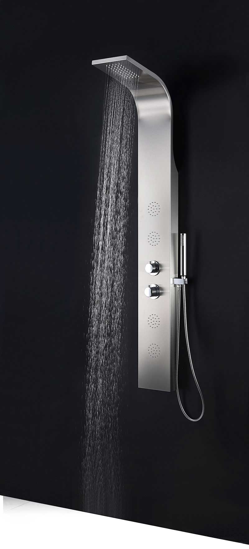 Anzzi PRAIRE Series 64 in. Full Body Shower Panel System with Heavy Rain Shower and Spray Wand in Brushed Steel 4