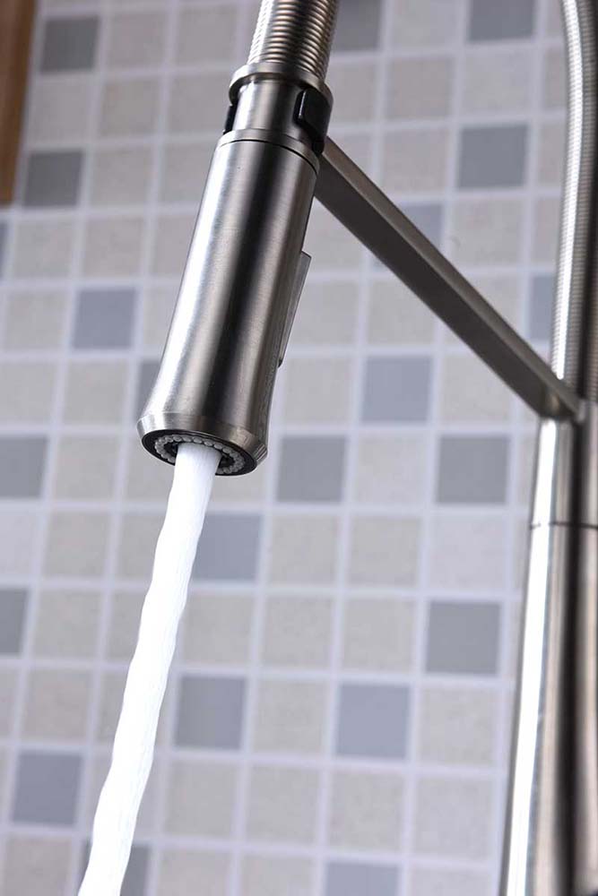 Anzzi Apollo Single Handle Pull-Down Sprayer Kitchen Faucet in Brushed Nickel KF-AZ188BN 8