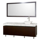 Wyndham Collection Malibu 72" Single Bathroom Vanity Set - Espresso Finish with White Carrera Marble Counter WC-CG3000-72-ESP-WHTCAR-SINGLE 4