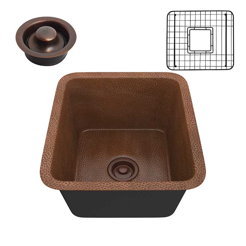 Anzzi Aquileia Drop-in Handmade Copper 17 in. 0-Hole Single Bowl Kitchen Sink in Hammered Antique Copper SK-002